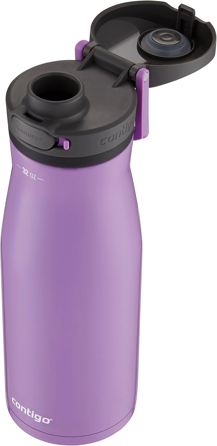 Contigo Jackson Chill 2.0, Vacuum-Insulated Stainless Steel Water Bottle with Secure Lid, Leak-Proof Travel Friendly, 20oz Capacity, Blueberry Color, Keeps Drinks Cold for 12 Hours