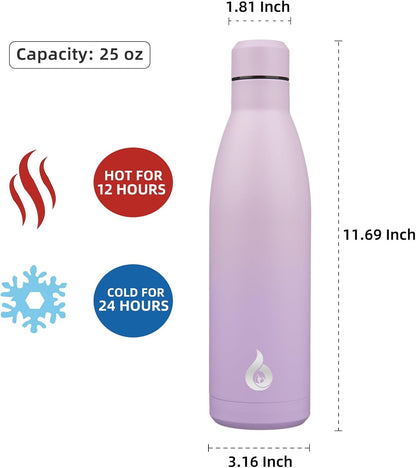 BJPKPK Insulated Water Bottle 12oz Small Stainless Steel Water Bottles Reusable Metal Thermal Keep Cold and Hot,Dreamy Purple - Colors A
