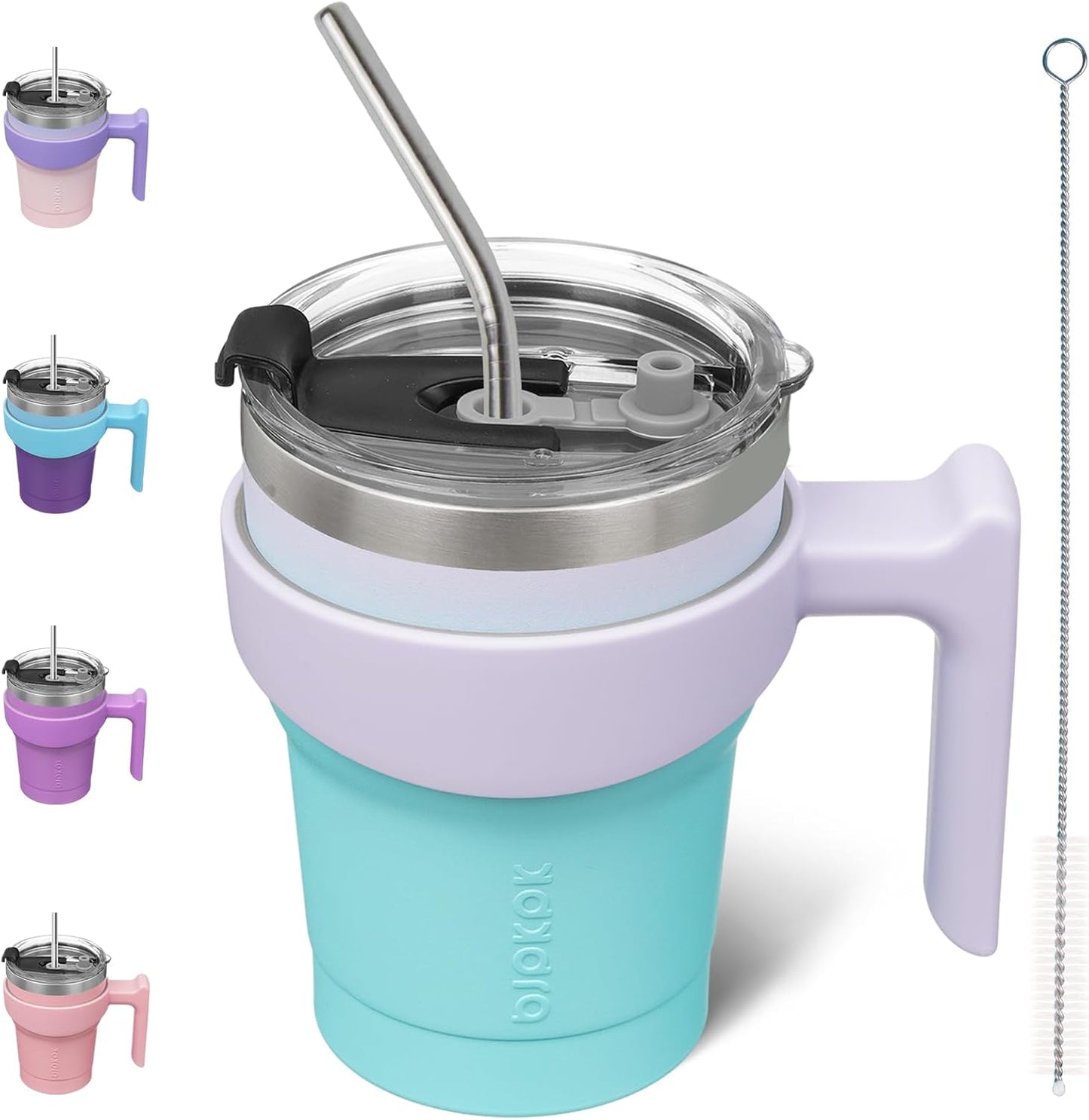 BJPKPK Tumbler With Handle And Straw Lid 40 oz Stainless Steel Insulated Coffee Tumbler Cups For Home, Office or Car,Turquoise