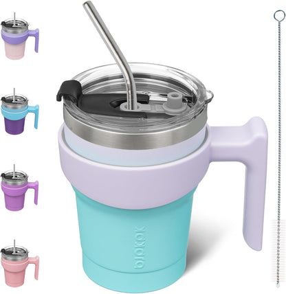 BJPKPK Tumbler With Handle And Straw Lid 40 oz Stainless Steel Insulated Coffee Tumbler Cups For Home, Office or Car,Turquoise