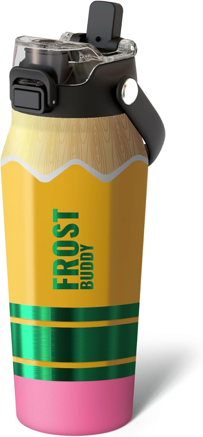 Frost Buddy 24oz Insulated Water Bottle with Straw & Chug Lid | Leak-Proof Stainless Steel | 24-Hours Cold | Sweat-Proof, Cup Holder Friendly | Ideal for Gym, Travel, Sports & Everyday Hydration - Colors B