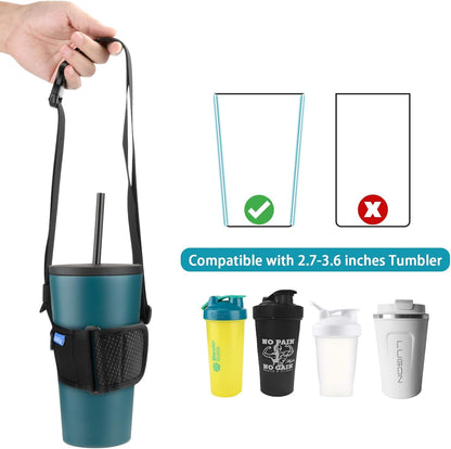 Xxerciz Tumbler Carrier Holder Water Bottle Holder with Adjustable Shoulder Strap Portable Water Bottle Sling for Walking
