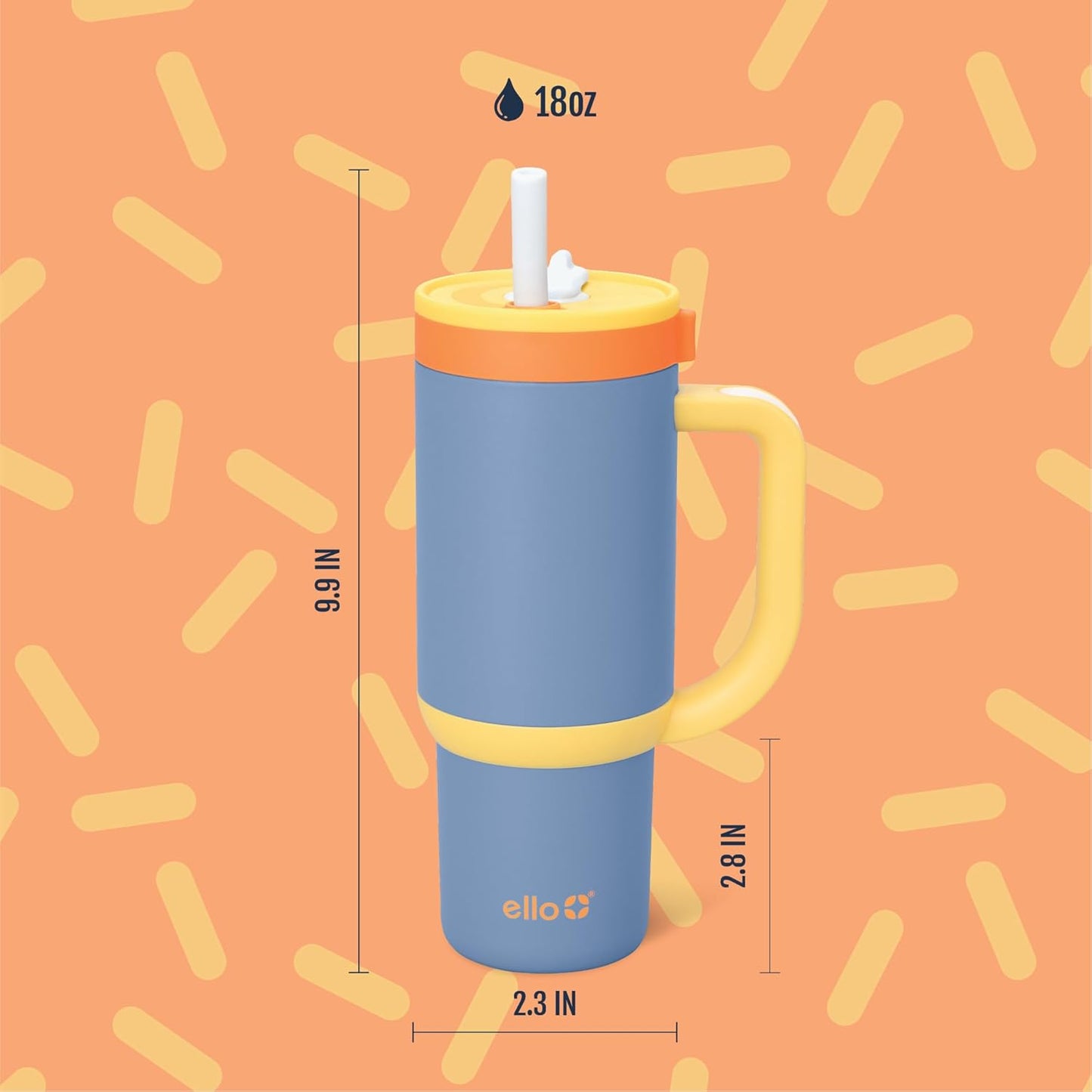Ello Oasis 18oz Kids Tumbler with Handle & Retracting Straw, 100% Leakproof Reusable Insulated Stainless Steel Cup, Gifts for Teens Girls Boys, Keeps cold for 18 Hours, Cup Holder Friendly, Glacier