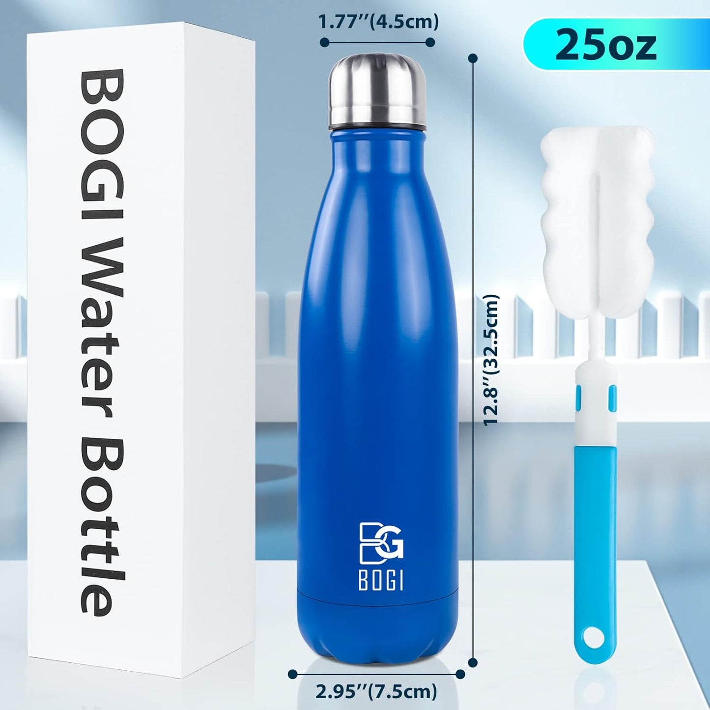 BOGI 17oz Insulated Water Bottle Double Wall Vacuum Stainless Steel Water Bottles, Leak Proof Metal Sports Water Bottle Keeps Drink Hot and Cold - Perfect for Outdoor Sports Camping Biking (Purple)