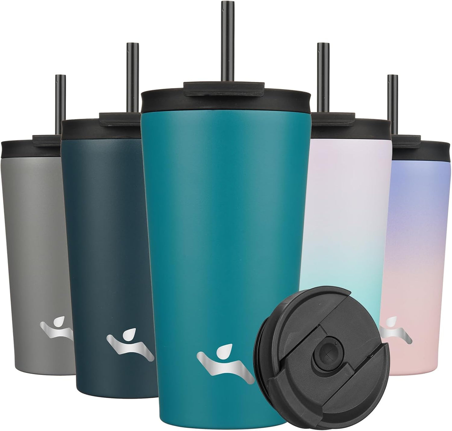Konokyo 30 OZ Insulated Tumbler with Lid and 2 Straws Stainless Steel Water Bottle Vacuum Travel Mug Coffee Cup,Pastel Sunset