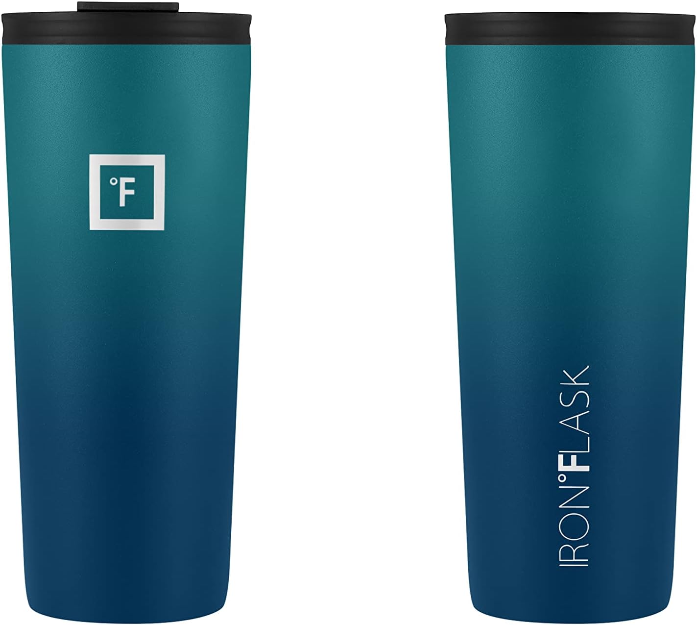 IRON °FLASK Classic Tumbler - Vacuum Insulated Stainless Steel Water Bottle, Double Walled, Drinking Cup, Insulated Travel Mug (Cobalt, 24 oz Solid Lid)