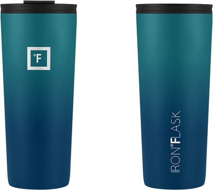 IRON °FLASK Classic Tumbler - Vacuum Insulated Stainless Steel Water Bottle, Double Walled, Drinking Cup, Insulated Travel Mug (Cobalt, 24 oz Solid Lid)