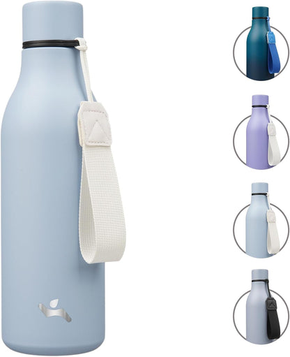 Konokyo Insulated Water Bottle with Strap,18 oz Double Wall Stainless Steel Vacuum Bottles Metal Water Flask,Macaron Green - Colors A