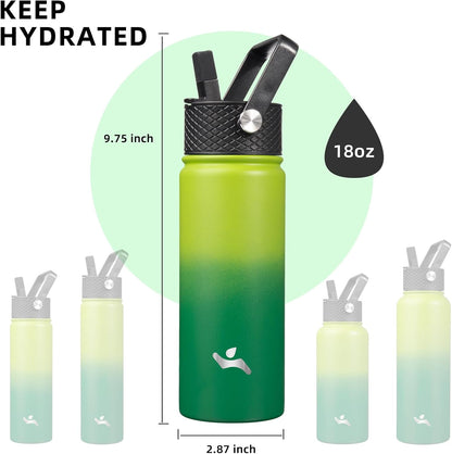Konokyo 22oz Stainless Steel Bottles with 3 Lids Sport Insulated Water Bottle,Mint