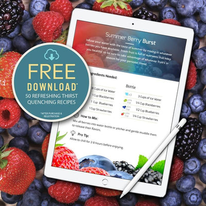 Infusion Pro 32 oz Fruit Infuser Water Bottle with Time Marker - Flip Top Locking Lid, Insulated Sleeve & 50 Recipe Fruit Infusion Water eBook : Leak Proof : for Gym, Sports, Travel : Unique Gift Idea