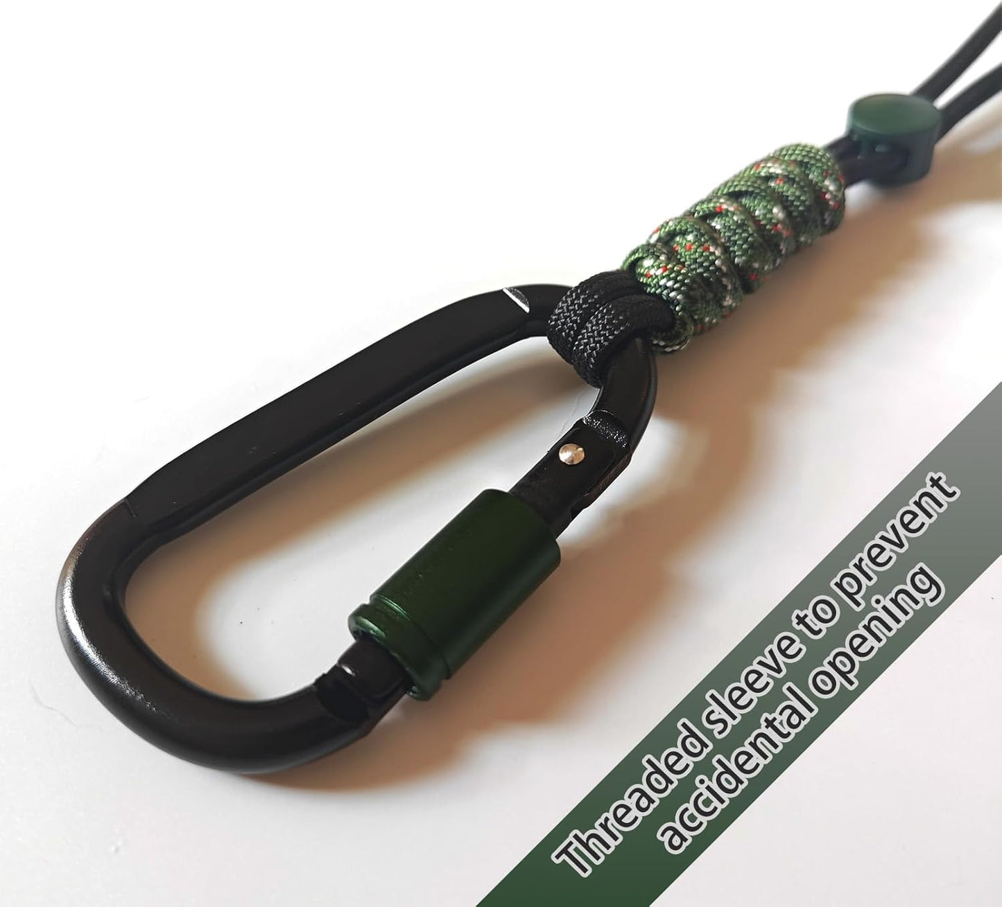 Paracord Keychain/Carabiner Clip - Jaymokes D Ring Metal Hook for Water Bottle, Key, Backpacks and More