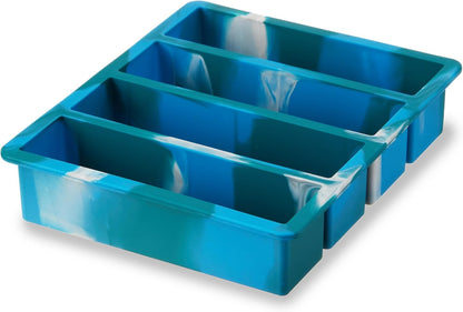 Host Ice Cube Tray, Makes Four 5-Inch Long Cubes, Durable Silicone Trays with Easy Release Design, Perfect for Water Bottles and Highball Glasses, Home Bar Accessories, Set of 1, Marble