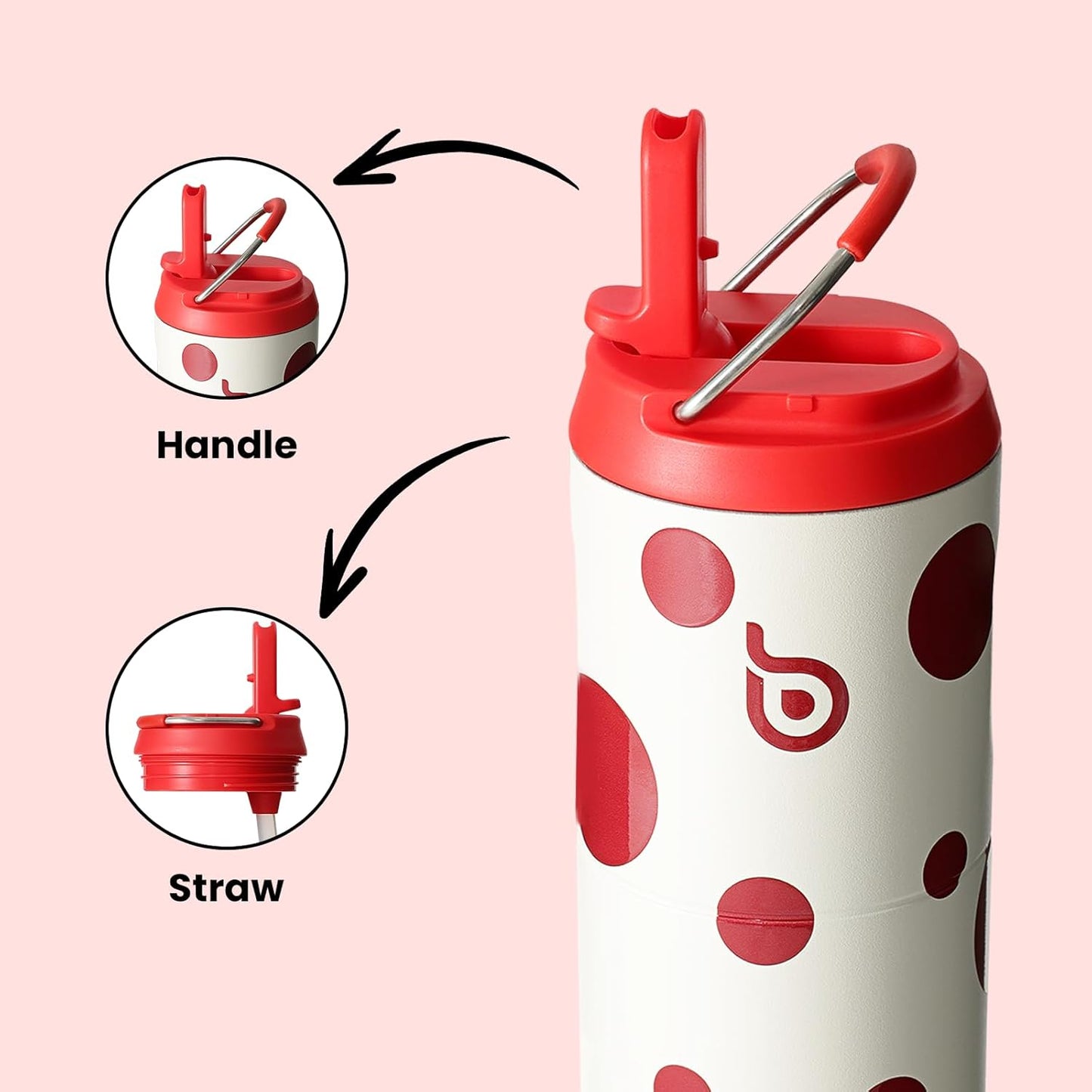 BOTTLE BOTTLE Insulated Water Bottle 24oz with Straw Lid and Handle for Sports Travel Gym Stainless Steel Water Bottles Double-Wall Vacuum Metal Leak Proof BPA-Free