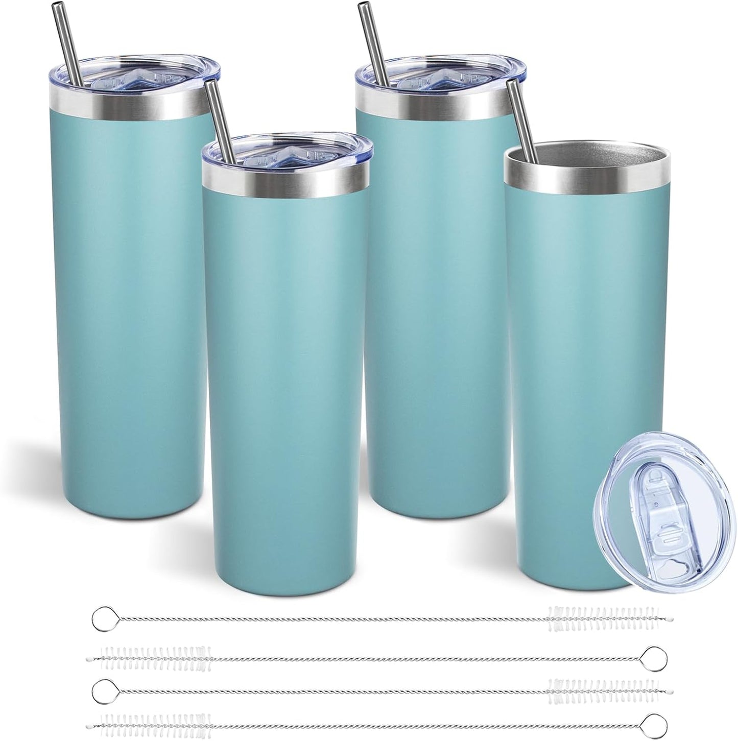 20 oz Skinny Tumblers with Lid and Straw,Stainless Steel Vacuum Insulated Tumbler Cup Double Wall Travel Coffee Mug, Thermal Water Tumbler for Hot and Cold Drinks(Rose Gold,1)