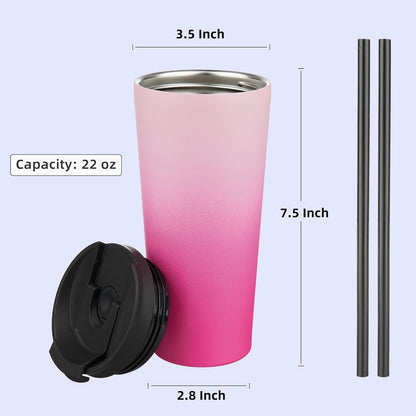 Konokyo 30 OZ Insulated Tumbler with Lid and 2 Straws Stainless Steel Water Bottle Vacuum Travel Mug Coffee Cup,Pastel Sunset