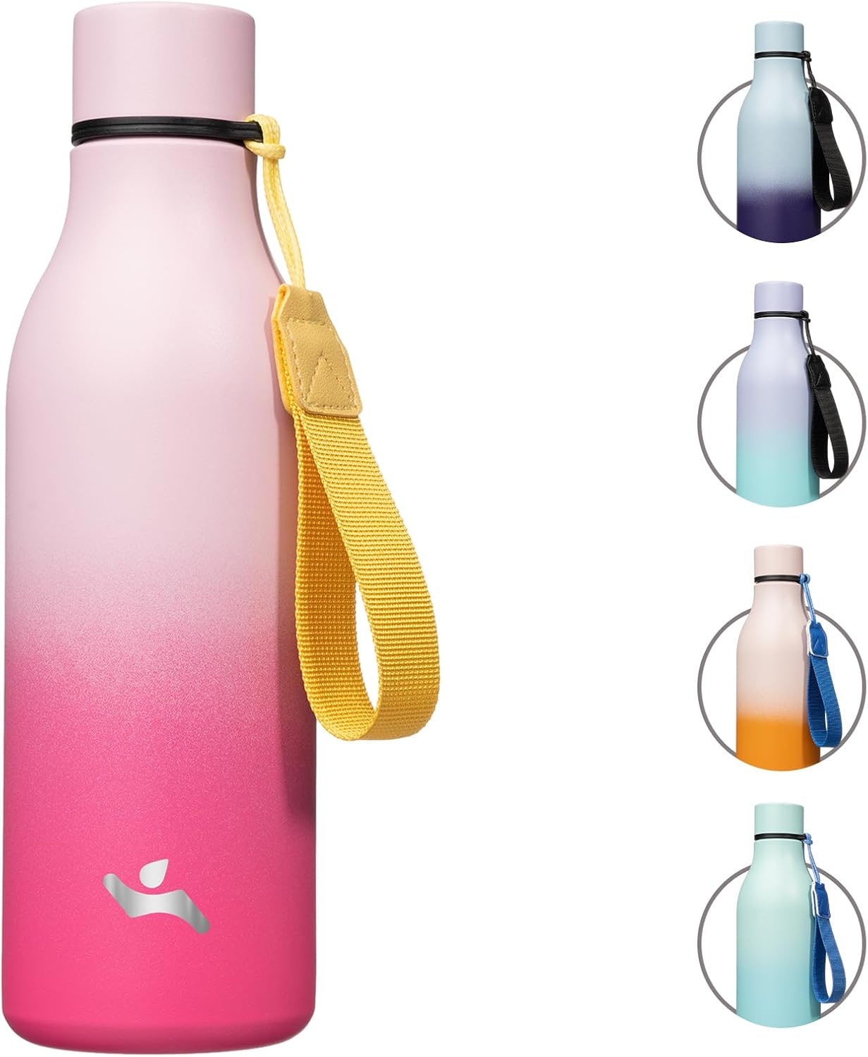 Konokyo Insulated Water Bottle with Strap,18 oz Double Wall Stainless Steel Vacuum Bottles Metal Water Flask,Macaron Green - Colors B