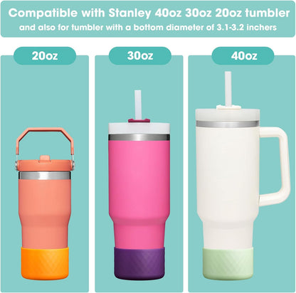 Airboat Upgrade 2PCS Protective Silicone Boot Bumper for Stanley Quencher Adventure 40oz 30oz IceFlow 20oz 30oz Tumbler, Water Bottle Bottom Sleeve Cover Accessories for Stanley Mug Cup(Black)