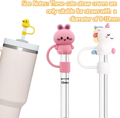 LDKEDKF 11Pcs Straw Cover for Stanley Cup, Silicone Straw Topper for Stanley Cup 30&40oz with Tumblers, 10mm 0.4in Lid Accessories (Reusable)