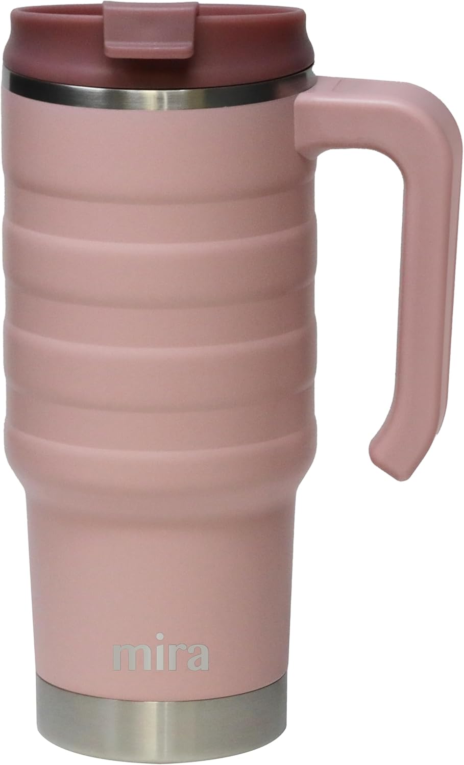 MIRA 24 oz Insulated Travel Mug - Stainless Steel Coffee Cup with Spill-Proof Flip Lid & Handle - Hot/Cold Car Tumbler - Marine