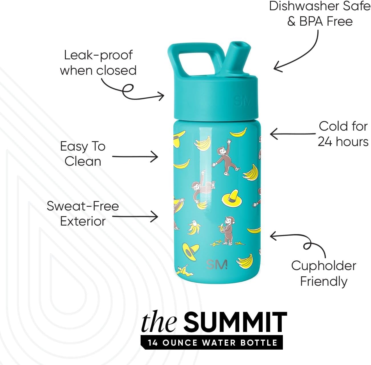 Simple Modern Kids Water Bottle with Straw Lid | 14oz Insulated Stainless Steel Kids Tumbler & Spill Proof Toddler Cup for School, Girls, Boys | Summit | Chloe Floral - Colors A