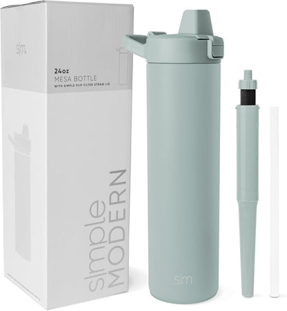Simple Modern Filtered Water Bottle | Insulated Stainless-Steel Carbon Filter Travel Water Bottles | Reusable for Clean Drinking Water On The Go | 34oz, Sea Glass Sage