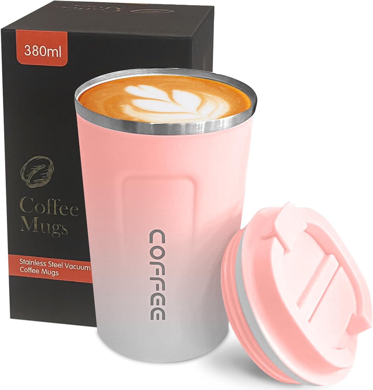 YINBAOGE Insulated Travel Coffee Mug, Spill & Leak Proof, Portable To Go Camping Stainless Steel Coffee Tumbler, Reusable Thermal Coffee Cup with Lid for Hot & Cold Drinks (Black, 12 OZ)