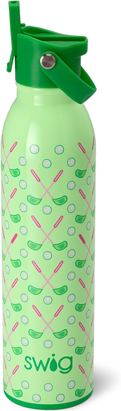 Swig Life 36oz Insulated Water Bottle, Travel Water Bottle with Straw and Lid, Cup Holder Friendly, Stainless Steel (Pickleball)