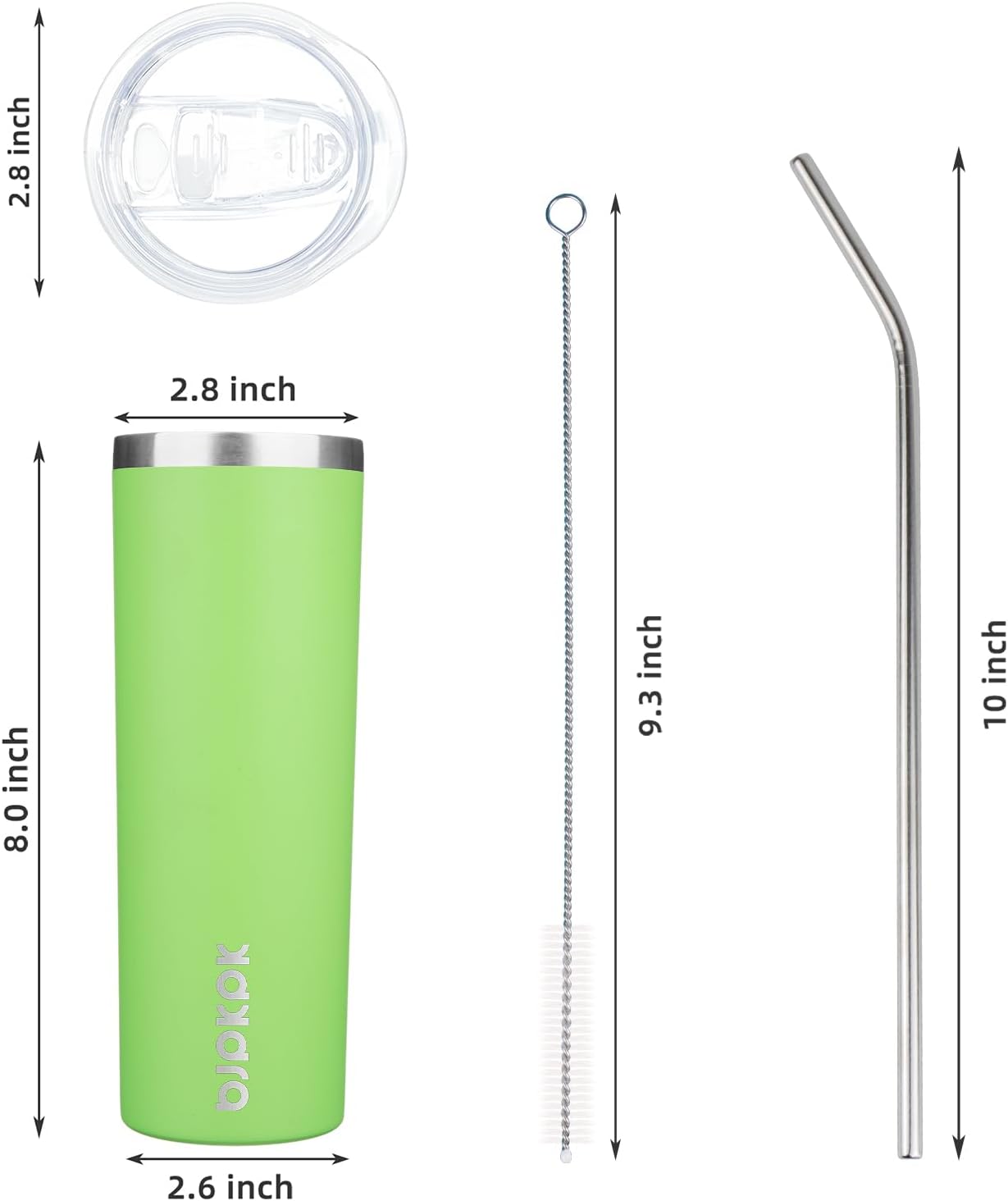 BJPKPK Skinny Tumbler with Lid 20 oz Stainless Steel Vacuum Insulated Double Wall Travel Coffee Water Tumblers Cup,White