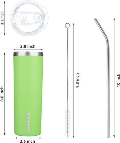 BJPKPK Skinny Tumbler with Lid 20 oz Stainless Steel Vacuum Insulated Double Wall Travel Coffee Water Tumblers Cup,White