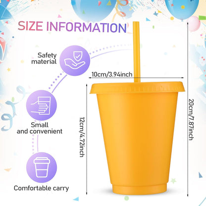 Sieral 30 Pack Cups with Lids and Straws Kids Tumbler with Straw Reusable Water Bottle Iced Coffee Travel Mug Adults Plastic Cups for Parties 16 oz (Candy Colors)