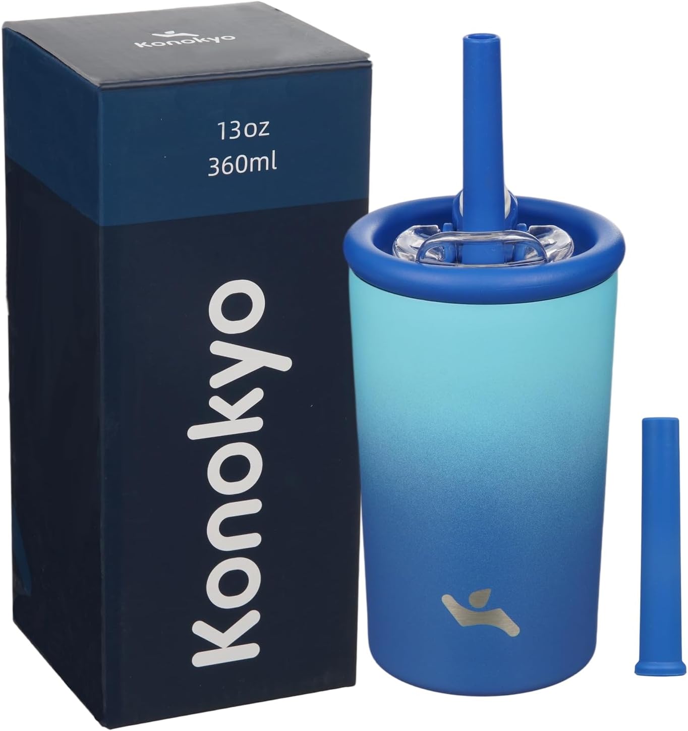 Konokyo 25oz Insulated Tumbler with Lid and Straw, Reusable Iced Coffee Cup with Lid, Travel Coffee Mug, BPA-Free, Leak-Proof and Durable, Oasis