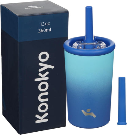 Konokyo 25oz Insulated Tumbler with Lid and Straw, Reusable Iced Coffee Cup with Lid, Travel Coffee Mug, BPA-Free, Leak-Proof and Durable, Oasis