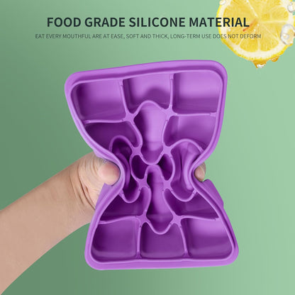 Ice Cube Trays Set of 2, Easy Release 15 Flexible Silicone Ice Cube Molds with Removable Lid Reusable Freezer Ice Trays Stackable for Whiskey, Baby Food, BPA Free (BAMBOO GREEN)
