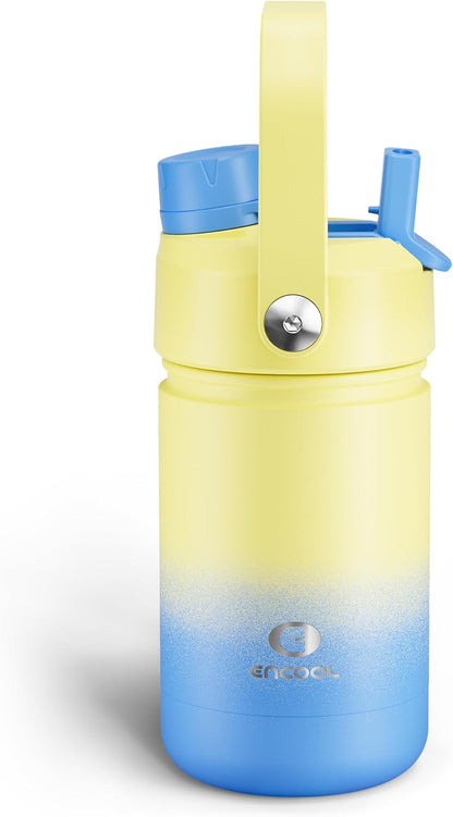 ENCOOL Insulated Water Bottle with Straw Stainless Steel Water Bottle, Leak-Proof, BPA-Free, Double Wall Vacuum Keeps Cold for 24 Hours for Sports, Travel, School (26 oz, Cotton Candy) - Colors B