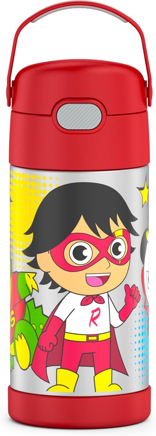 THERMOS FUNTAINER Water Bottle with Straw - 12 Ounce - Kids Stainless Steel Vacuum Insulated Water Bottle with Lid, Bluey - Colors B