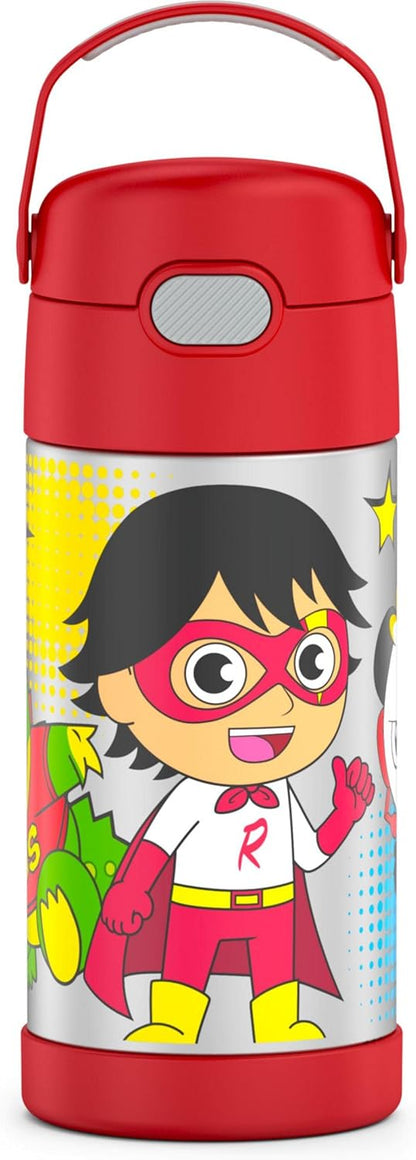 THERMOS FUNTAINER Water Bottle with Straw - 12 Ounce - Kids Stainless Steel Vacuum Insulated Water Bottle with Lid, Bluey - Colors B