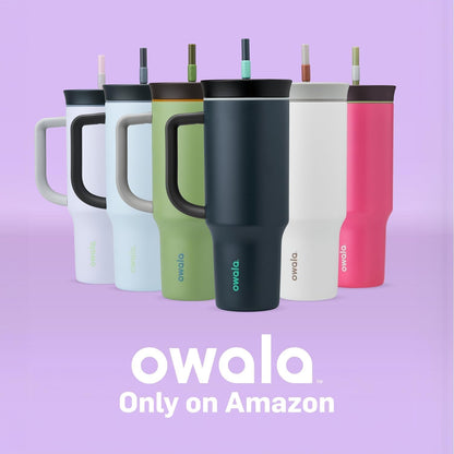 Owala Stainless Steel Triple Layer Insulated Travel Tumbler with Spill Resistant Lid and Straw, BPA Free, 24 oz, Grey/Blue (The Great Blue)