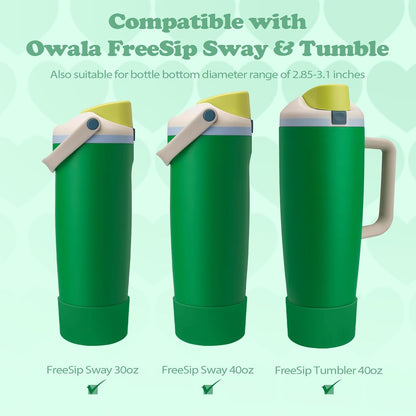 2PCS Silicone Boots for Owala 30oz & 40oz FreeSip Sway Bottles & Tumblers – Non-Slip, Scratch-Resistant, Stability Enhancer for Owala Accessories (Eucalyptus Green) - Colors B