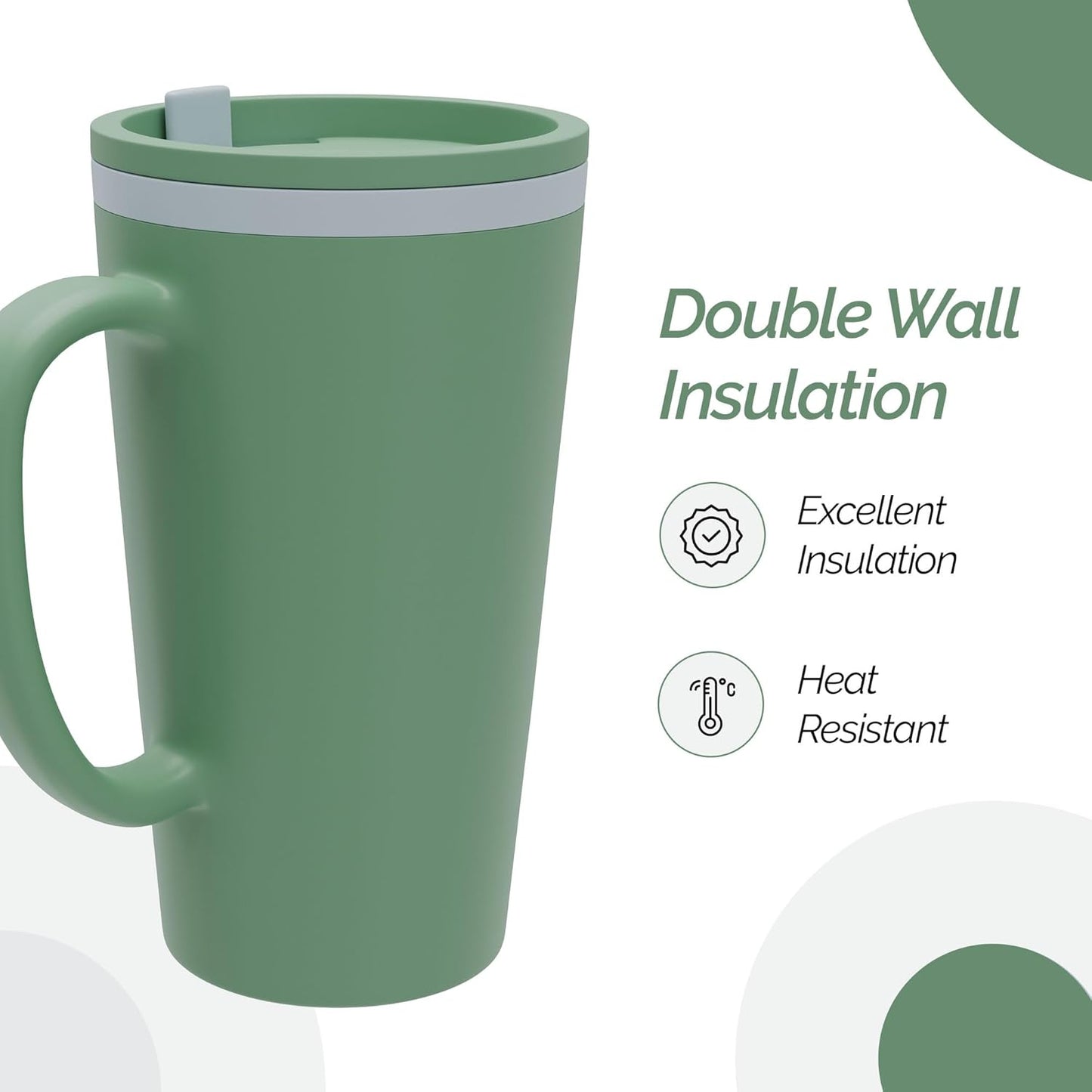 Copco Cone Desk Mug, 16 oz - Double Wall Insulated Coffee Mug with Twist-Off Lid, Handle & Slide Tab - Travel-Friendly Cup for Hot or Cold Drinks, BPA-Free, Microwave & Dishwasher Safe (Brown)