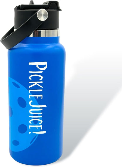 Maui Pickleball Co.™ Pickleball Water Bottle 32oz Insulated Stainless Steel Water Bottle PickleBall Accessories Pickleball Gifts Sip/Swig Lid with Carry Handle