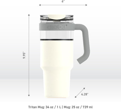 asobu Ultimate Ceramic Travel Mug, 12oz Insulated Stainless Steel Coffee Cup with Handle & Splash-Resistant Lid, Ceramic Lined for Pure Taste, BPA-Free, Double-Wall Vacuum for Hot Drinks