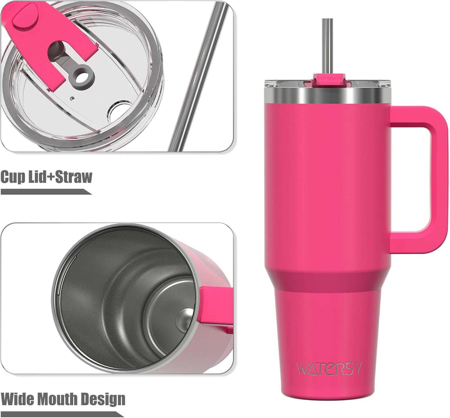 40 oz Tumbler with Handle,Tumbler with Lid and Straw,Double Wall Insulated Cup Stainless Steel Travel Mug(Cold for 34 Hours),Water Bottle for Iced Tea,Coffee,Cold Beverages(Purple)