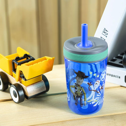 Zak Designs 15oz Bluey Kelso Tumbler Set, Leak-Proof Screw-On Lid with Straw Made of Durable Plastic and Silicone, Perfect Bundle for Kids, 2 Count (Pack of 1) - Colors B