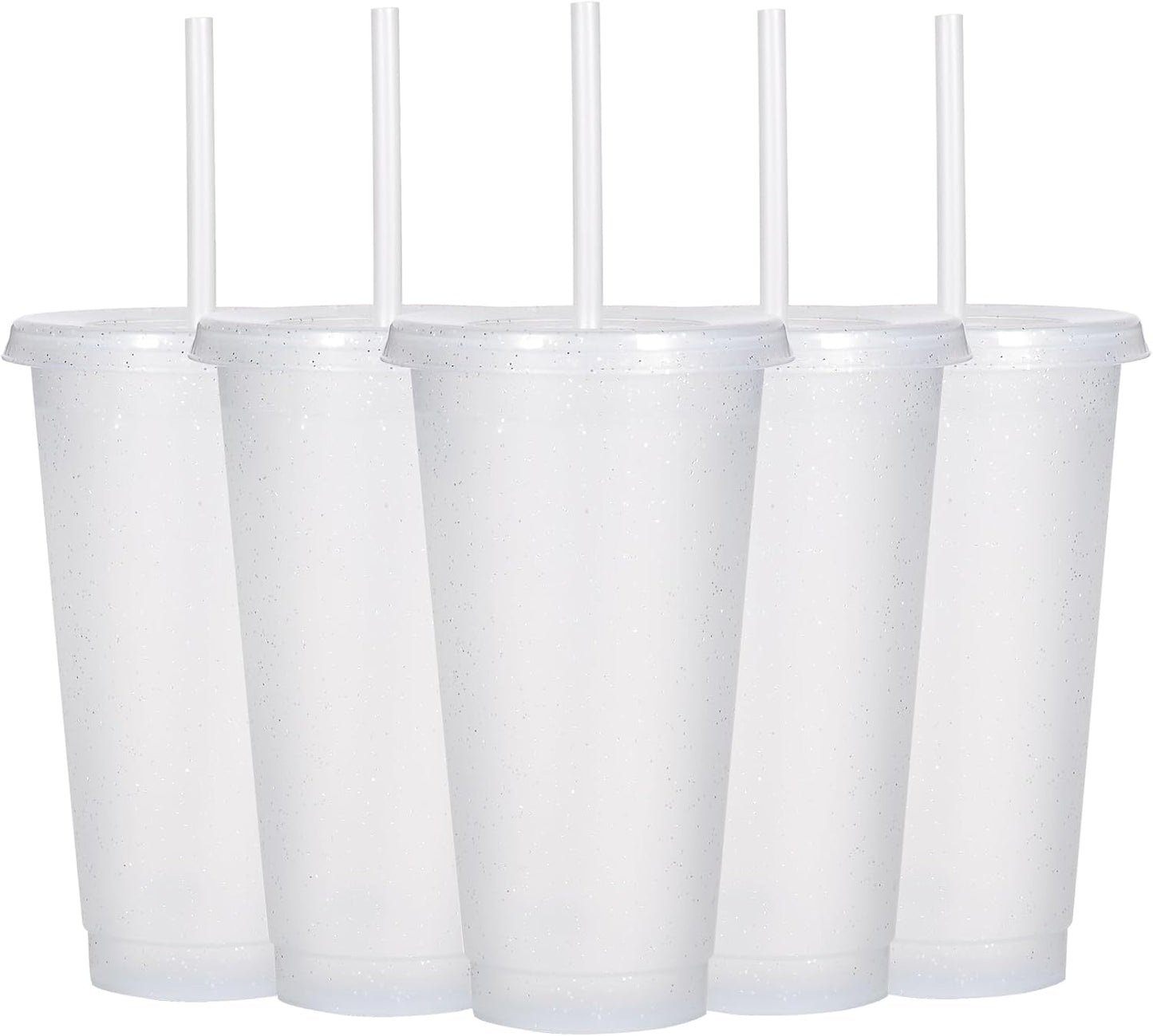 Suertestarry Tumbler with Straw and Lid,Water Bottle Iced Coffee Travel Mug Cup,Reusable Plastic Cups,Perfect for Parties,Birthdays,24oz-5 Pack (Rainbow, 5pack)