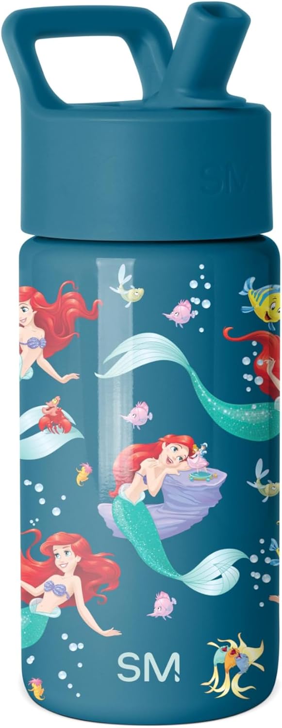 Simple Modern Disney Minnie Mouse Kids Water Bottle with Straw Lid | 14oz Insulated Stainless Steel Kids Tumbler & Spill Proof Toddler Cup for School, Girls, Boys | Summit | Minnie Mouse Fun - Colors B