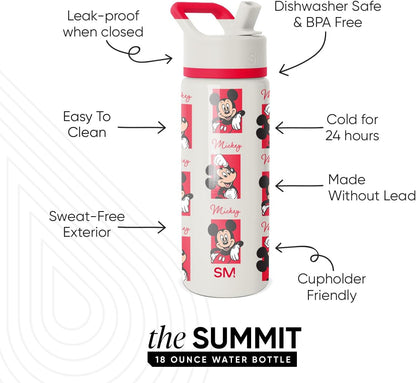Simple Modern Disney Minnie Mouse Kids Water Bottle with Straw Lid | 14oz Insulated Stainless Steel Kids Tumbler & Spill Proof Toddler Cup for School, Girls, Boys | Summit | Minnie Mouse Fun - Colors B