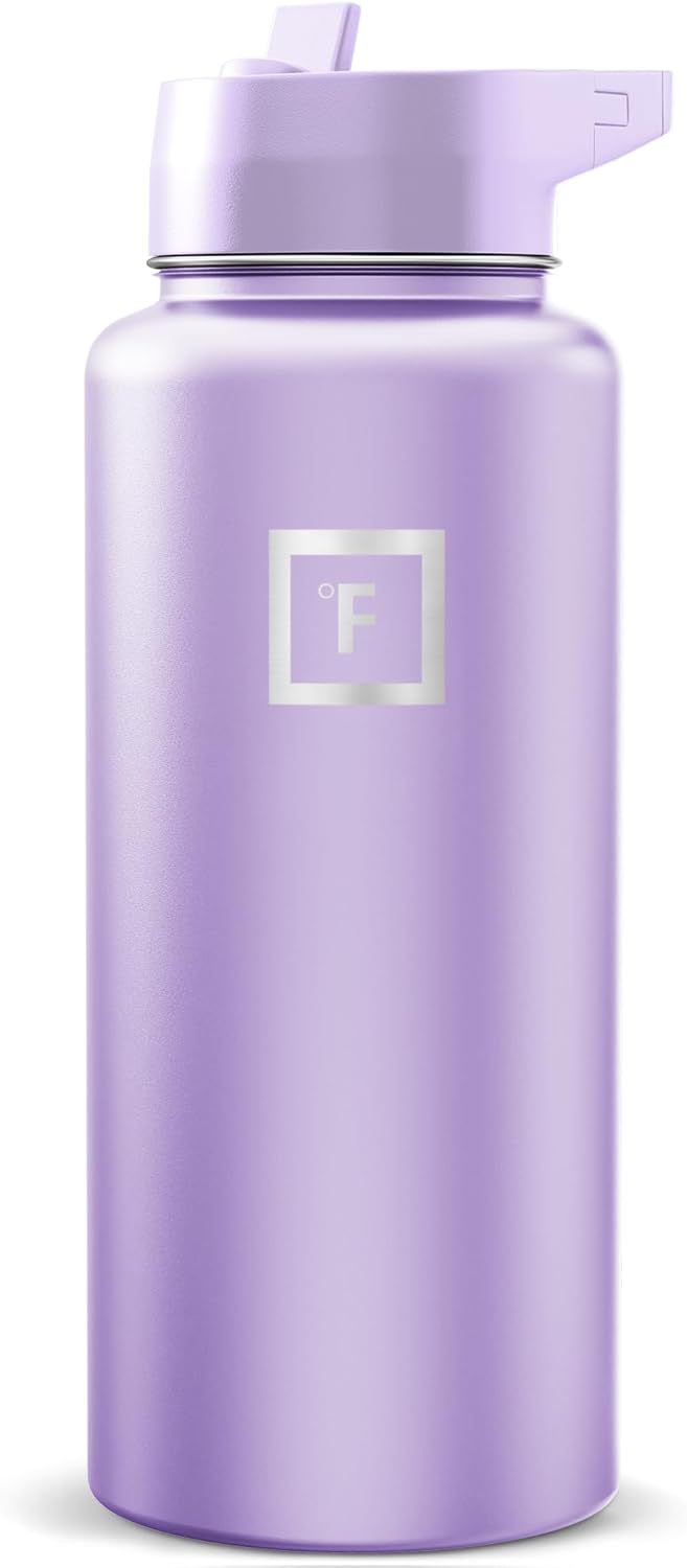 IRON °FLASK Camping & Hiking Hydration Flask with Straw, Wide Mouth Insulated Stainless Steel Sports Water Bottle - 22 oz Aurora