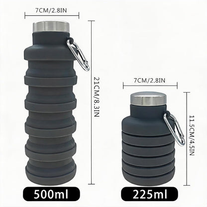 YCT Collapsible Water Bottle 17oz（500ml），Travel Portable Sport Water Bottle，Reusable Silicone Foldable Water Bottles for Gym Camping Hiking (Purple+Black)