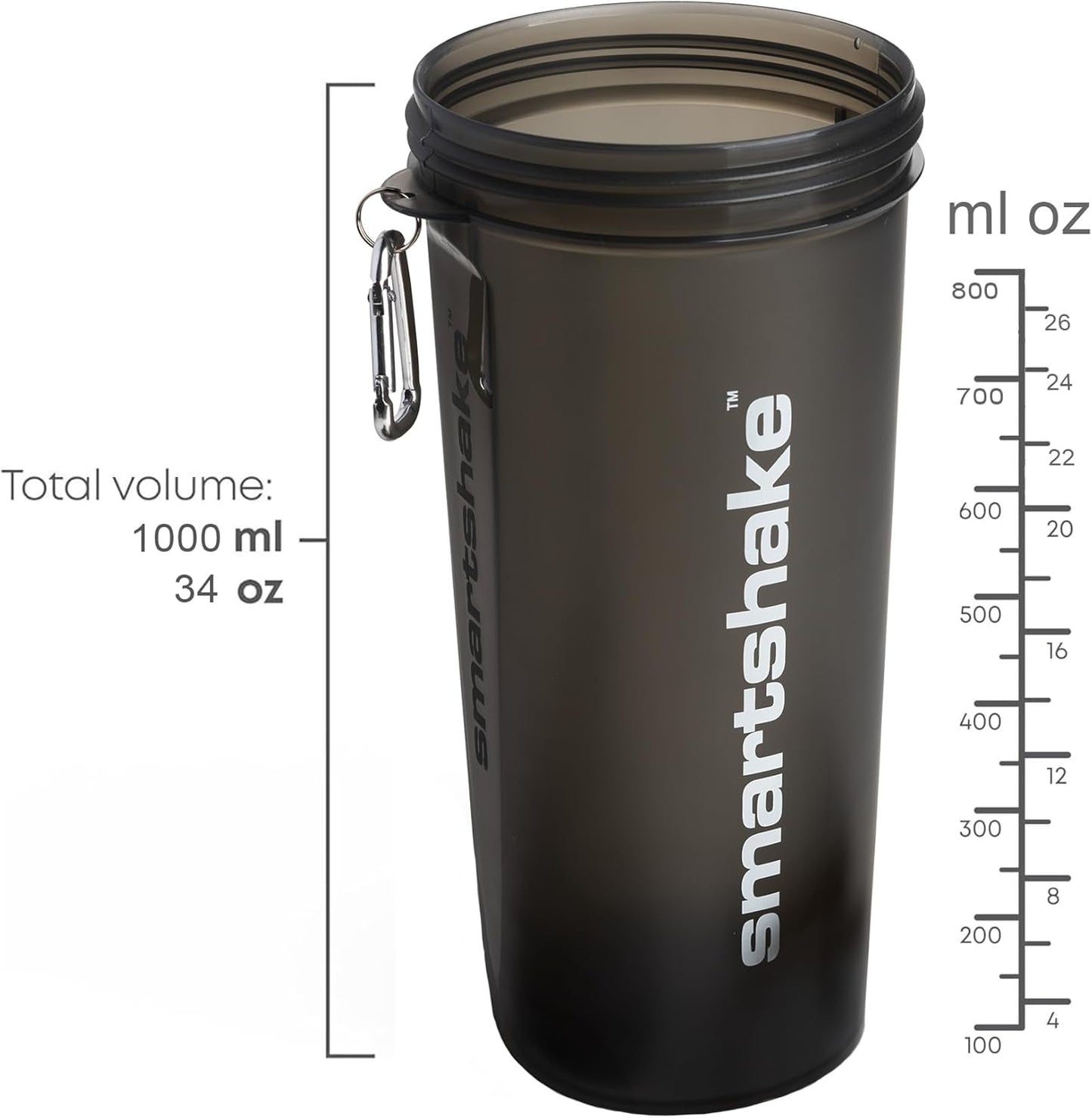 Smartshake Lite 4-Pack Protein Shaker Bottle 400 ml | 13.5 oz - Leakproof Screw-on Lid - BPA Free – Unisex - Mist Grey, Army Green, Black, Navy Blue | 4-Pack