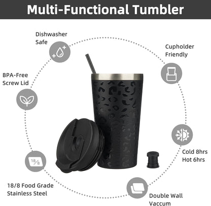 BJPKPK 22oz Insulated Tumbler With lid And Straw Stainless Steel Tumblers Travel Coffee Mug Reusable Thermal Cup,Sky